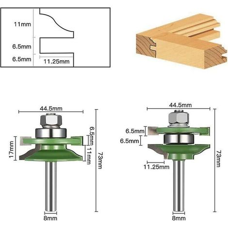 JOORRT 3-teiliges 8-mm-Schaft-45-Nutwerkzeug (1/4)