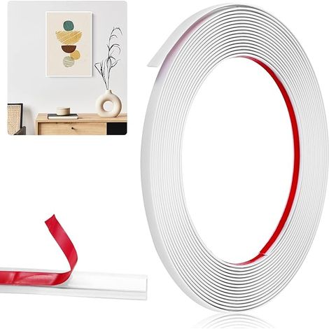 Moulure Auto Adhesive, Blanc Baguette de Finition PVC, Décoration de 6 m x 0.65 cm, Facile à Couper et Installer, Moulures Flexible pour Bord Carreau, Miroir, Porte (1/5)