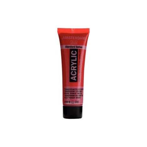 Peinture acrylique en tube - Rouge transparent moyen - 317 - Amsterdam - 20ml (1/2)