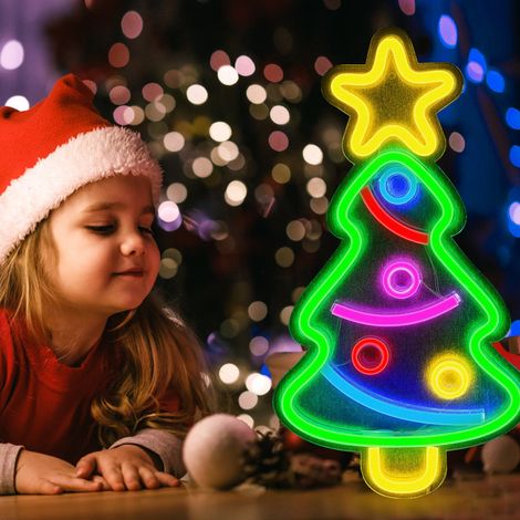 Guirlande lumineuse LED néon en forme de sapin de Noël, lampe de nuit USB, décoration pour la maison, les fêtes, les mariages, les cadeaux et le Nouvel An (1/5)
