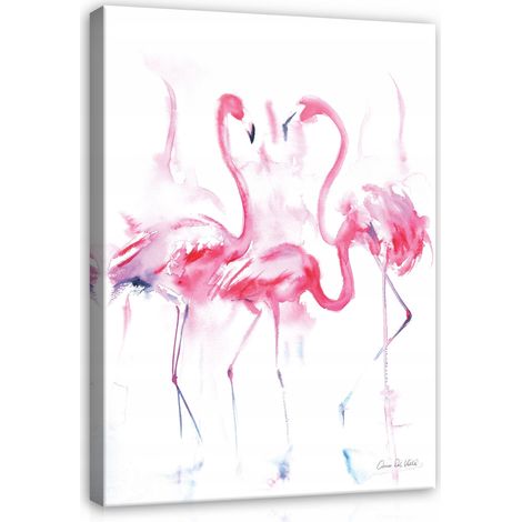 Peinture pour chambre d'enfant flamants roses sur toile 60x40 (1/3)