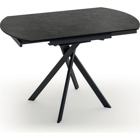 Tavolo Allungabile Roll 120x80/120x76 cm Top in Ceramica Gambe in Metallo Grigio Scuro (1/3)
