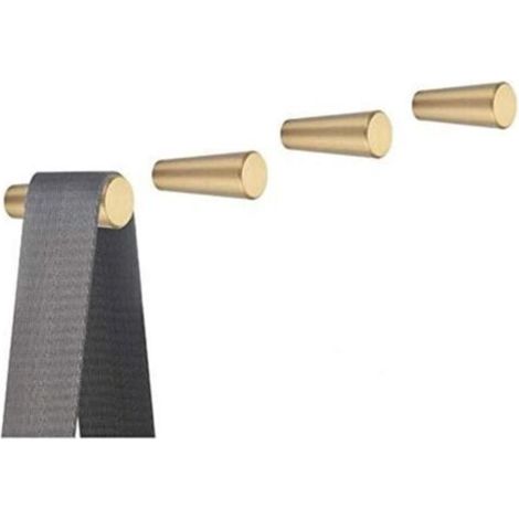 4er-Set, gebürstete Messing-Wandhaken, 40 mm x 15 mm, goldfarbene Handtuchhaken für das Badezimmer, Garderobenhaken, Kleiderbügel, Servietten