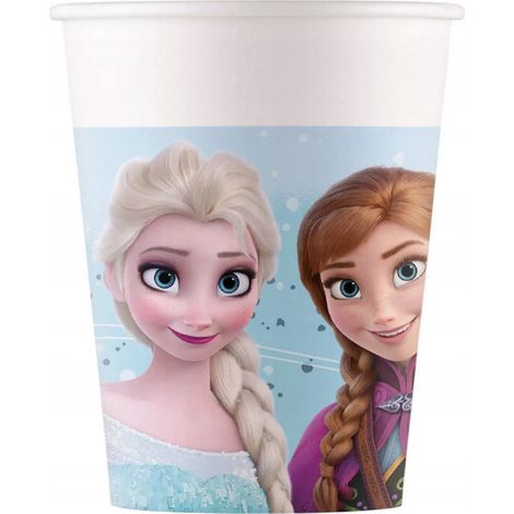 Gobelets en papier pour fête d'anniversaire La Reine des Neiges Elsa et Anna, 200 ml, 8 pièces. (1/2)