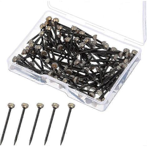 50er-Pack Bilderaufhänger – Kleine Nägel aus schwarzem Stahl mit Messingköpfen – Für Bilder und Wanddekoration, inklusive Aufbewahrungsbox aus Kunststoff – Yvan (1/5)