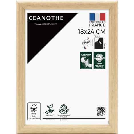 Cadre Photo Brut 18x24 cm et 24x18 cm - Convient au A5 – Baguettes arrondies – Cadre Photo Shelter en Résine recyclée - Fabriqué en France - Verre acrylique Incassable (1/5)