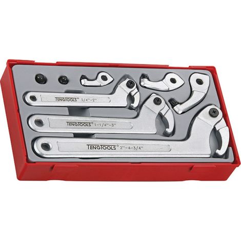 Juego de Llaves TTHP08 – 3 Llaves Articuladas con Pivotes y Adaptadores, Para Ø 19–120 mm, Incluye Repuestos de 6 y 8 mm