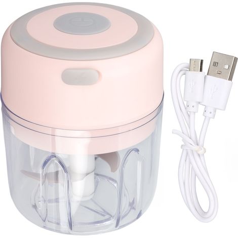 Hachoir à Ail Électrique Mini 250ml - Moteur Puissant en Acier Inoxydable 304 - Capacité Grande - Robot Culinaire Rose (1/5)
