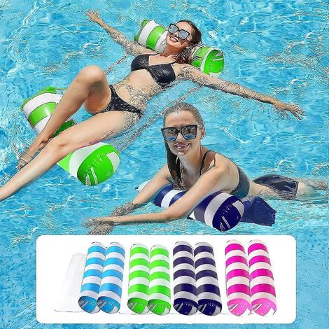 Lot de 4 hamacs gonflables pour piscine, chaises longues flottantes aquatiques, accessoires de piscine polyvalents (selle, chaise longue, hamac, flotteur) (1/5)