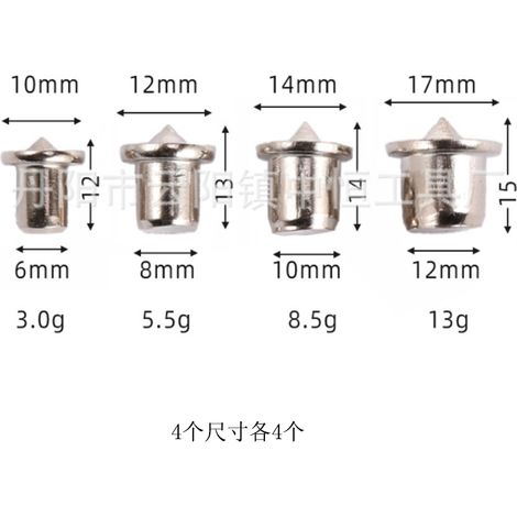 Lot de 16 embouts de centrage pour tourillons, embouts de centrage en bois, jeu de marqueurs pour tourillons 6/8/10/12 mm pour outils de perçage du bois (solide) (1/5)