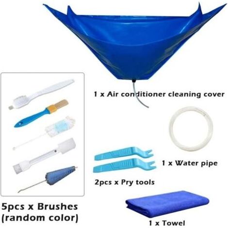 Housse de nettoyage pour climatiseur divisé – PVC imperméable – Design d'évacuation – Taille extensible jusqu'à 92 cm – Kit complet avec accessoires