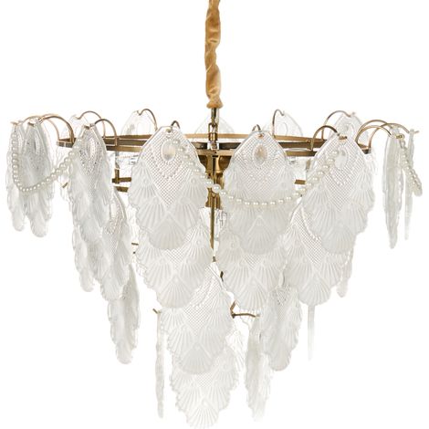 Lámpara de araña colgante glamurosa fabricada en vidrio metal y latón transparente ⌀ 46 cm Acarigua (1/5)