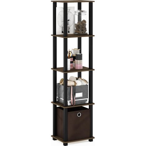 Étagère Décorative à 5 Niveaux avec Une Poubelle Noyer/Noir/Marron Foncé (1/5)