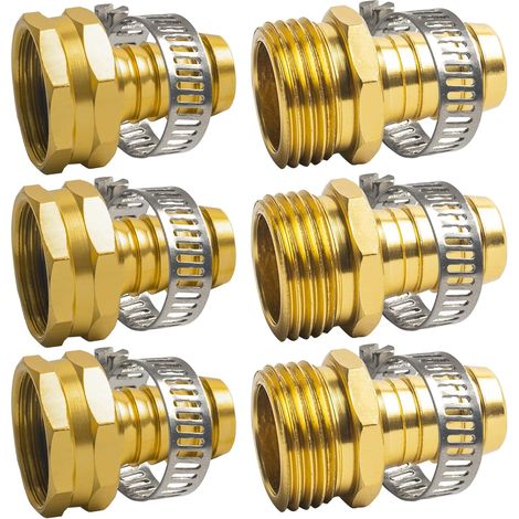 Raccord De Réparation Pour Tuyau D Arrosage - Aluminium 5/8 Pouces - Raccord Mâle Et Femelle Avec Collier En Acier Inoxydable - Lot De 3 (1/5)