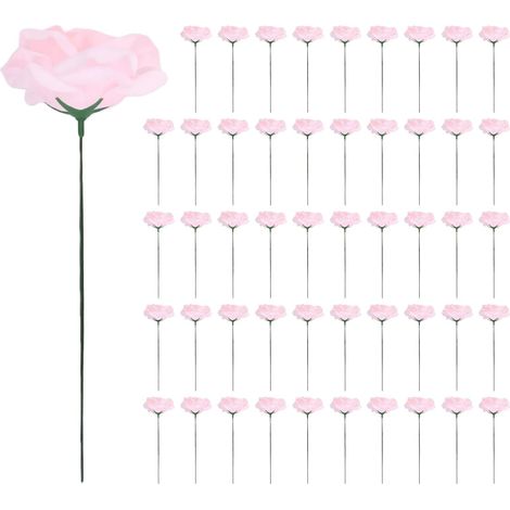 Artificial Silk Flowers, 50 Pieces, Fake Roses with Stems (1/5)