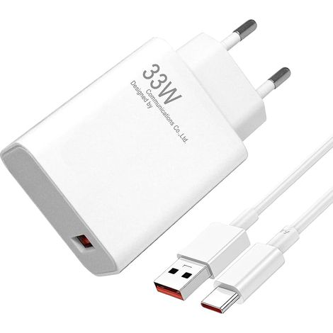 Chargeur USB C 33 W pour Xiaomi Red-mi Note 14/13/12/11/11S/9/10/10S/9T/8 avec câble de Recharge de 2 m, Chargeur Rapide Turbo Charge Adapter pour Xiaomi & Red-mi Mi 12/11 Ultra/Pro (1/5)