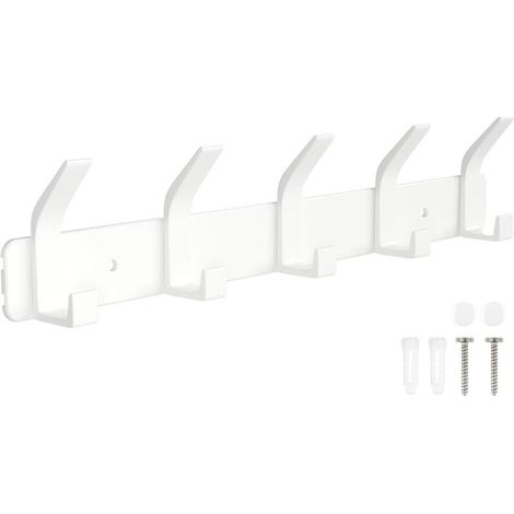 Porte-manteau mural, crochet de salle de bain, avec 5 crochets, - Blanc (1/5)