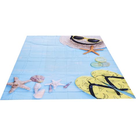 Rideau de douche à motif plage, imperméable, en polyester, avec crochets, pour salle de bain, 180 x 200 cm.