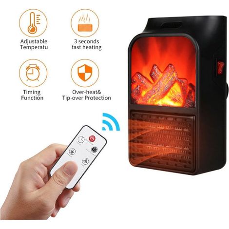 Chauffage électrique mural de 800 W avec télécommande et affichage LED petit chauffage électrique à brancher avec thermostat et minuterie réglables. (1/5)