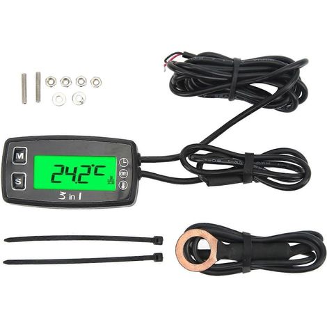 Horloge numérique 3 en 1, voltmètre, thermomètre, étanche IP67, pour moto et quad (1/4)