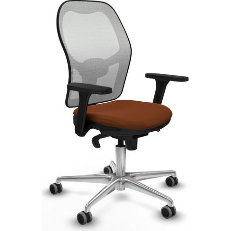 Jorquera sincro malla blanca similpiel marrón brazos 3D base aluminio ruedas 65mm engomada (1/5)