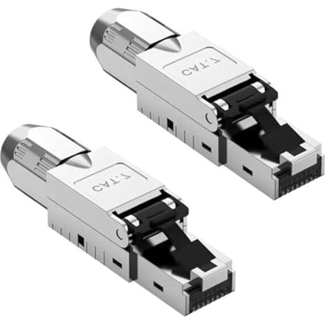 Lot de 2 connecteurs réseau LAN RJ45 CAT7 10 Gbit/s sans outil pour câble de brassage CAT7/CAT6A (1/5)