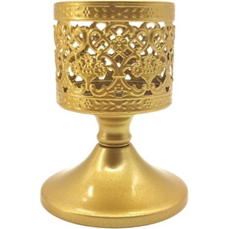 Bougeoirs de bougie chauffe-plat en fer creux à thème-or S (1/2)