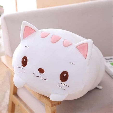 Chat en peluche, mignon chat en peluche cylindrique, coussin en peluche, cadeau pour enfants (anniversaire, Saint-Valentin, Noël), 20 cm (1/4)