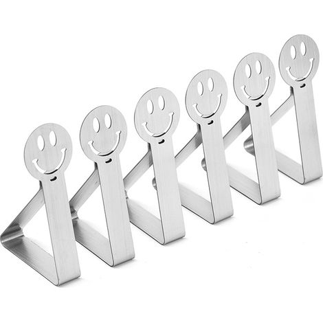 Pince Nappe Inoxydable,12 Pièces Pinces pour Nappe de Table Pince Nappe Clip Exterieur Ajustable Anti-Glissant Attache Nappe pour Jardin Cuisine,Smile (1/5)