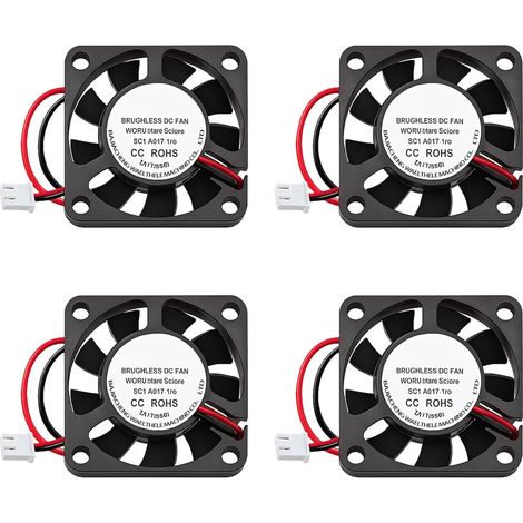 Juego de 4 ventiladores silenciosos de 40 mm, 12 V CC, 0,1 A, modelo 4010 (40 × 40 × 10 mm) con cable de 28 cm, disipador de calor para impresora 3D, DVR y pequeños electrodomésticos.