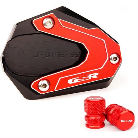 (1 jeu - Rouge) Plaque d'extension de béquille latérale CNC pour moto, compatible avec SUZUKI GSR750 gsr750 GSR 750. (1/4)