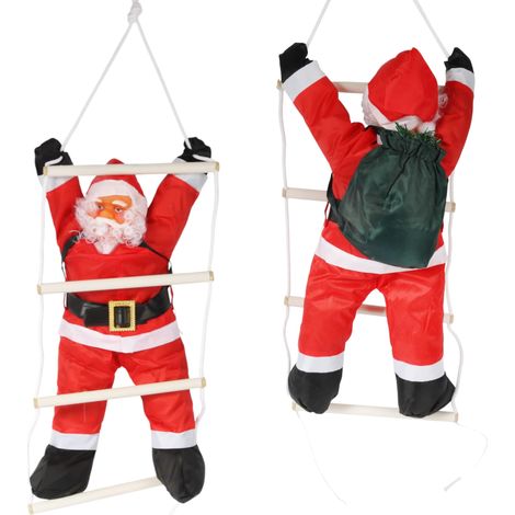 Babbo Natale che sale su una scala, decorazione 60 cm (1/5)