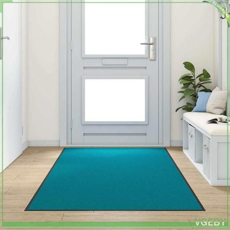 Tapis d'entrée - FAFEISY - Moderne - 120 x 300 cm - Polyamide & PVC - Cyan et Noir (1/5)