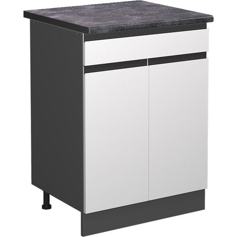 Mueble bajo de cocina R-Line, Blanco, 60 cm AP Antracita, Vicco