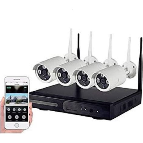 Trade Shop - Kit Di Videosorveglianza Con 4 Telecamere Nvr Lan Wireless Full Hd Wifi Cw567 -