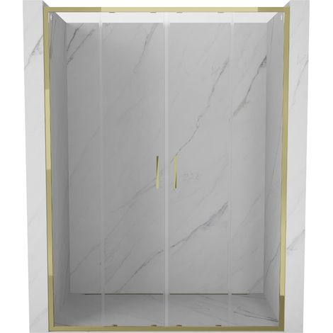 Mexen Exo porta doccia doppia scorrevole 160 cm, trasparente, oro - 8152-160-000-50-00