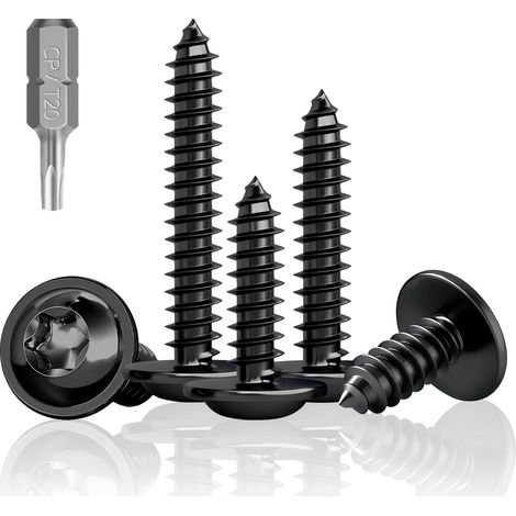 Schwarze Holzschrauben – 100 Stück – Edelstahl A2 – Torx-Flachkopf M4x35 mm – Akustikpaneele und Möbel – Mattschwarz (1/5)