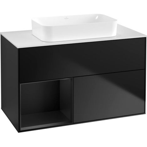 V&B Waschtischunterschrank Wandbeleuchtung Finion 100x60,3 cm, Reg li bla m Lac, bla m Lac (1/2)