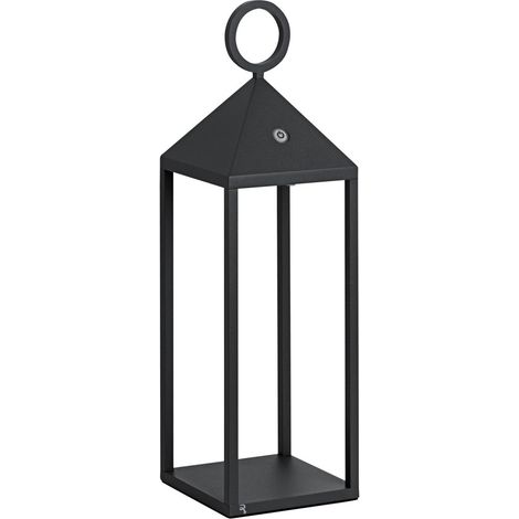 Lanterna moderna Pic Nic a led da 2,2W IP54 ricaricabile e dimmerabile h. 47cm antracite