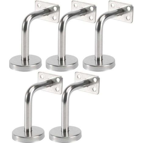 Lot de 5 Support Main Courante Inox - Murale Supports de Main Courante pour Escalier Exterieur Intérieur, Rampe Escalier Bois, Rail D'escalier (6x8x5cm/2.7x3.1x2.0in) (1/4)