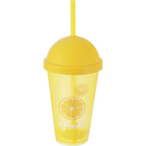 Vaso de plástico con tapa y pajita de 450 ml. (1/5)