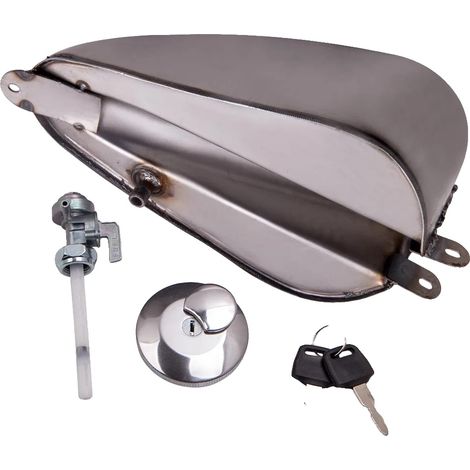 Gasbehälter, 1,5 Gallonen Kapazität, Stahlkonstruktion, passt für Harley Sportster Modelle, Abmessungen 30 cm x 20 cm x 23 cm, glänzende schwarze (1/5)