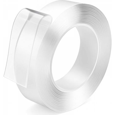 Ruban adhésif double face nano 2 mm d'épaisseur 20 mm de large  1 m de long 1 pièce avec colle magique adhésive transparente pour coller des objets (1/5)