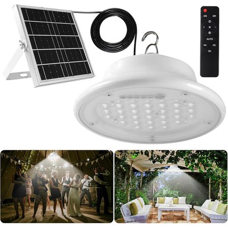 Lampe suspendue solaire avec télécommande, idéale pour les granges, terrasses, jardins, patios, gazebos, poulaillers et tentes (1 lampe)-AquaForge (1/5)