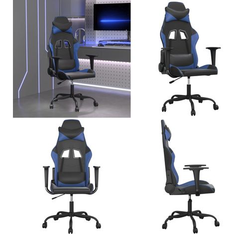 Gaming-Stuhl mit Massagefunktion Schwarz und Blau Kunstleder - Gaming-Stuhl - Gamer Chair - Bürostuhll - Schreibtischstuhl - Ergonomischer Stuhl - Home & Living (1/5)