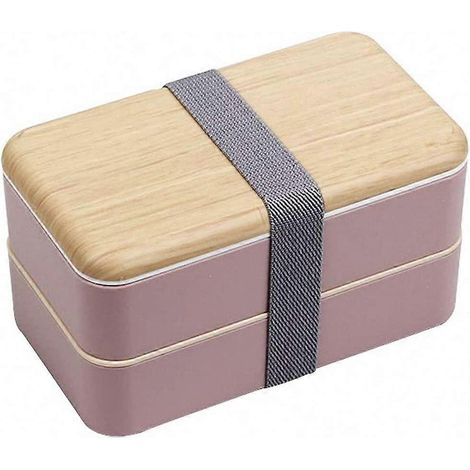 Lunchbox, Kinder-Bentobox, 800-ml-Bentobox mit zwei Fächern und Besteck (rosa)