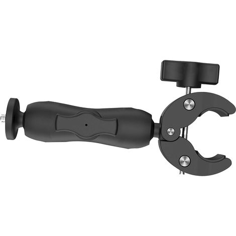 Support à pince pour mât, étrier orientable universel pour mini antenne satellite avec adaptateur noir, montage sur échelle camping-car et mât yacht (1/5)