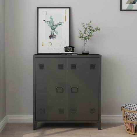 Armario de oficina Oripää con estante regulable acero 90x80x33cm - Negro [en.casa]