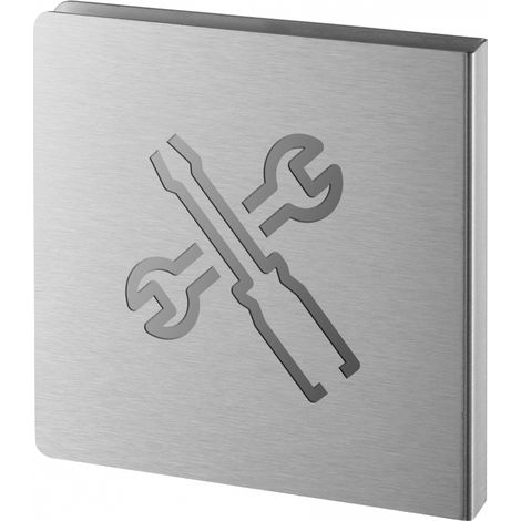 Targa Locale tecnico in acciaio inox spazzolato, 120 x 120 mm – THIRARD