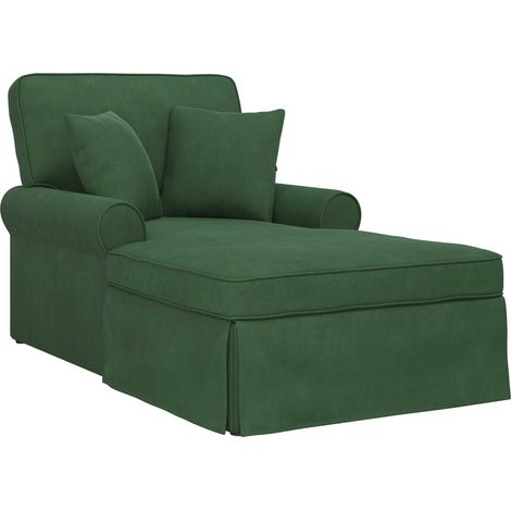 Chaise Lounge con Falda 3 pcs Verde Selva Tela de Pana vidaXL